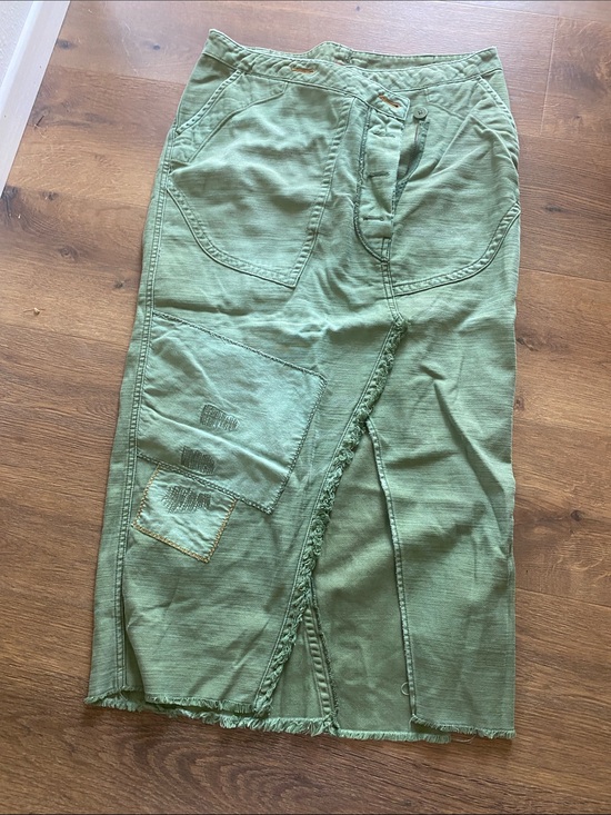 Free People Dresses & Skirts - Free People Olive Green Patchwork Midi Skirt